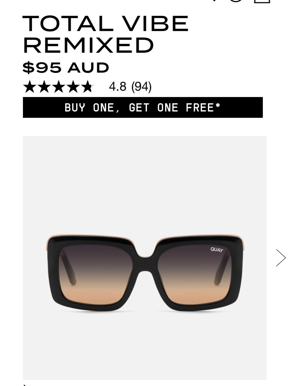 Quay Australia Black and Brown Gradient Square Sunglasses